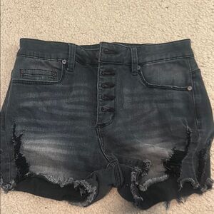 Indigo Rein Black Distressed Jean Shorts